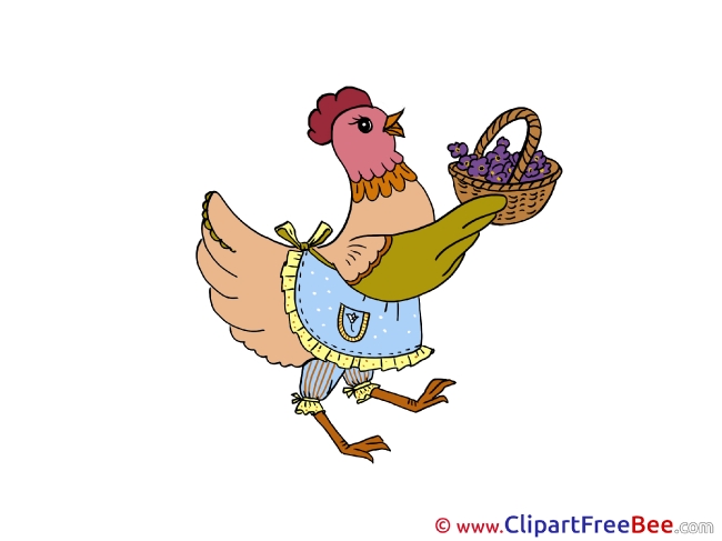 Hen with Basket Clipart free Illustrations