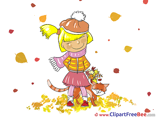 Falling Leaves Girl printable Autumn Images