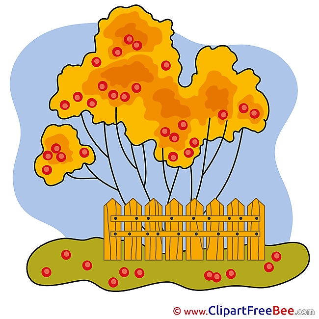 Fence Tree Autumn Clip Art for free