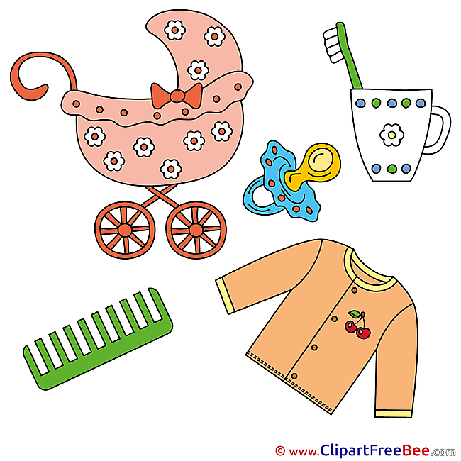 Objects Pram Comb Clipart Baby Illustrations