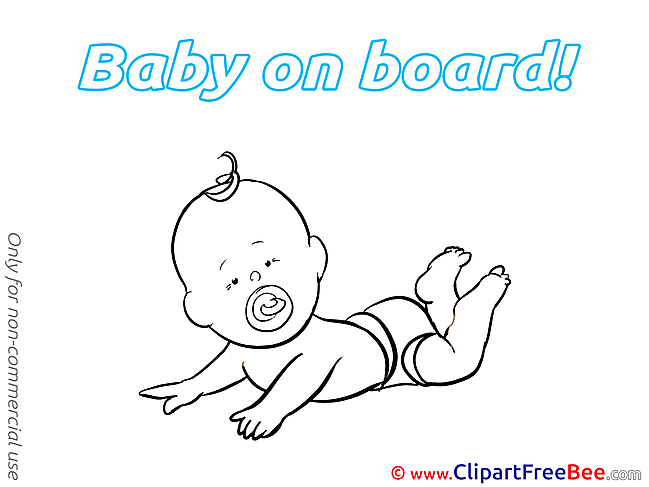 Coloring lying Pics Baby on board free Image