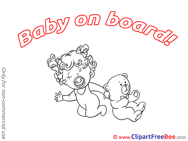 Coloring Teddy Bear Baby on board Illustrations for free