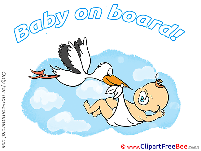 Stork Clipart Baby on board Illustrations