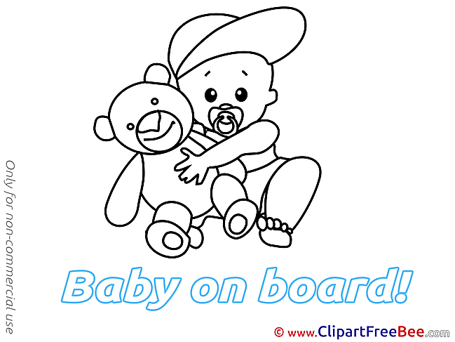 Teddy Bear Baby on board Clip Art for free