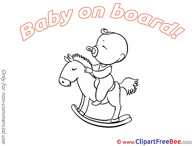 Wooden Horse Baby on board Illustrations for free