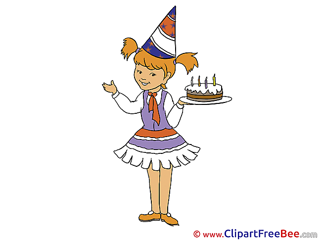 Girl Cake Birthday download Illustration