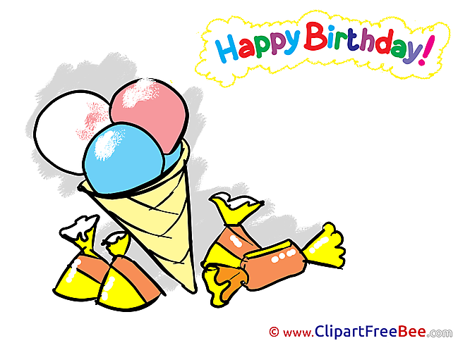 Ice Cream Candies printable Greeting Cards Birthday