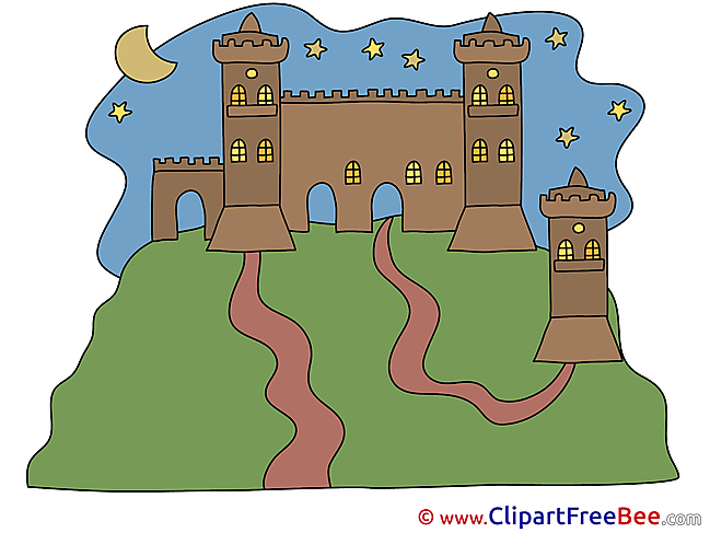 Night Moon Castle Pics printable Cliparts