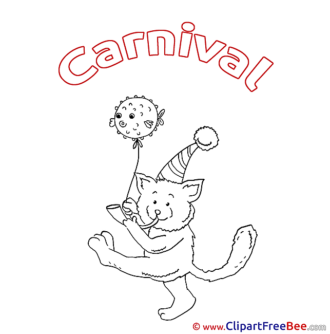 Coloring Cat Fish Carnival download Illustration