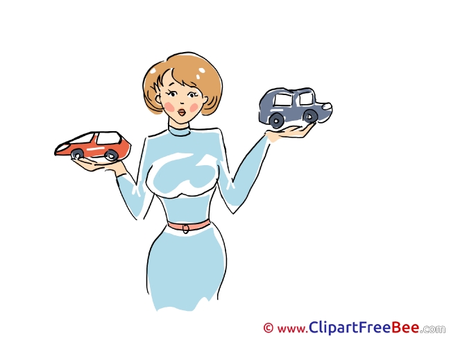 Toy Cars Lady printable Illustrations for free