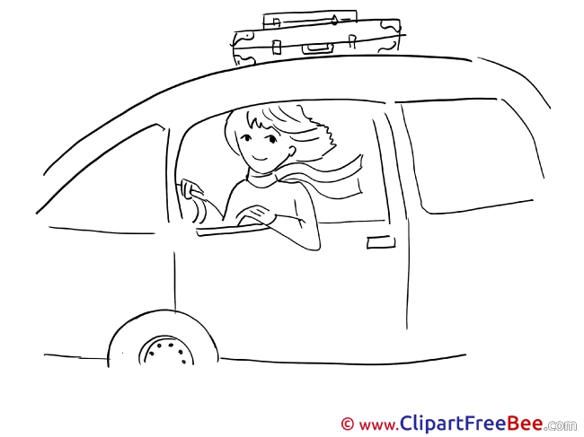 Travelling Woman  Car Pics printable Cliparts