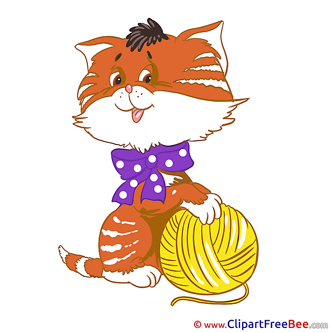 Ball of Yarn Cat printable Illustrations for free