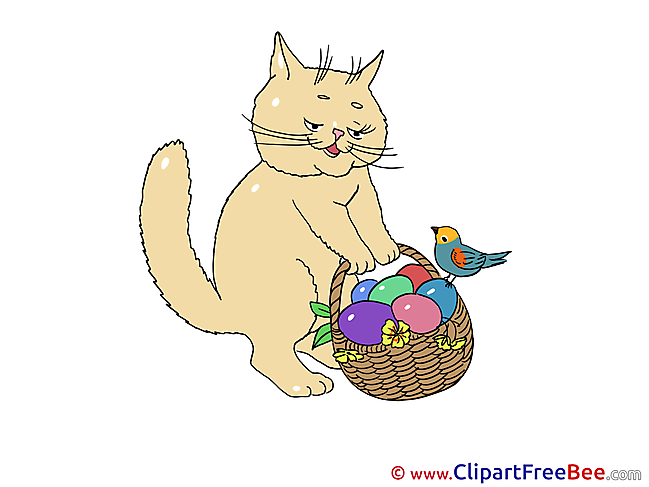Basket Easter Eggs Cat free Cliparts for download