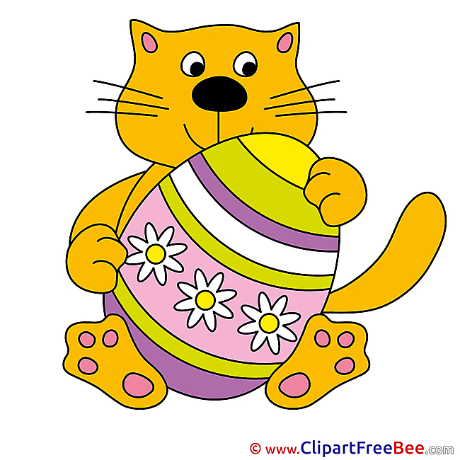 Flowers Egg Easter Cat Clipart free Illustrations