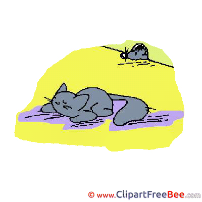 Sleeping Cat Mouse free Illustration download