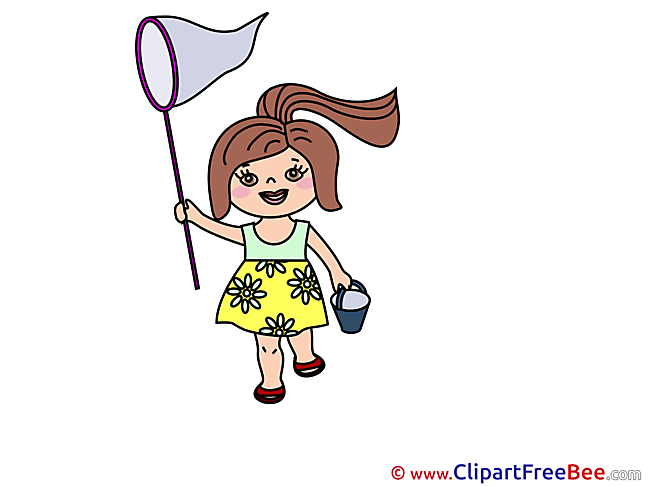 Scoop-net Girl Clipart free Illustrations