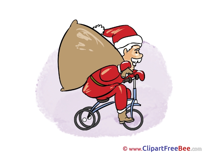 Bicycle Santa Claus Christmas download Illustration