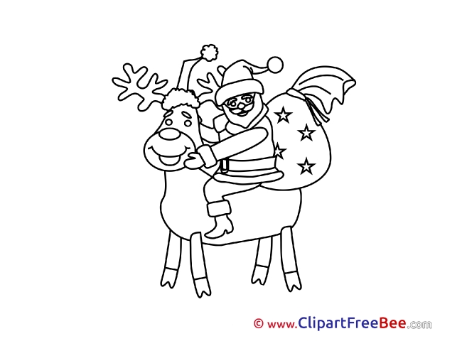 Coloring Deer printable Illustrations Christmas