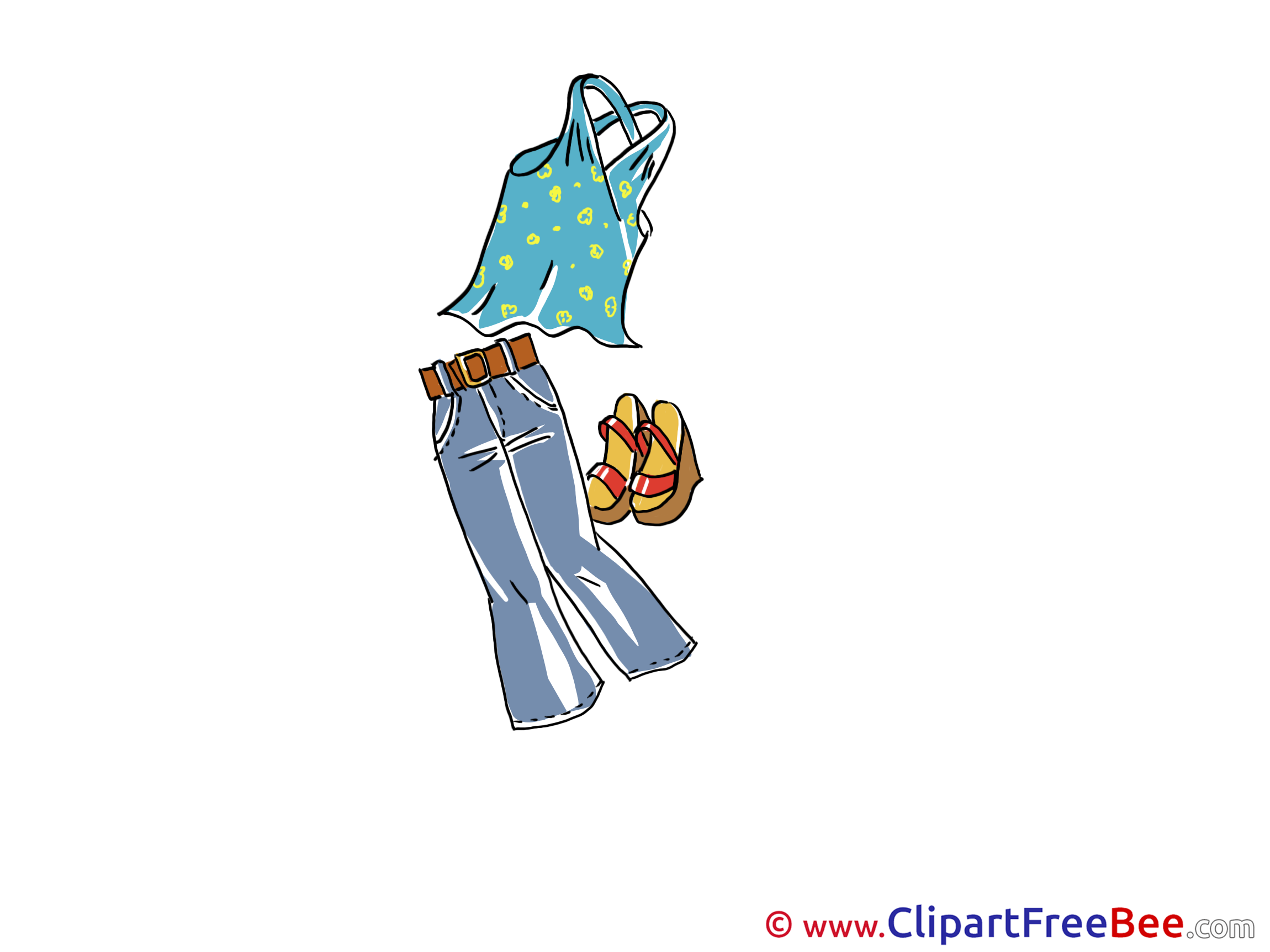 Jeans Singlet Shoes download printable Illustrations