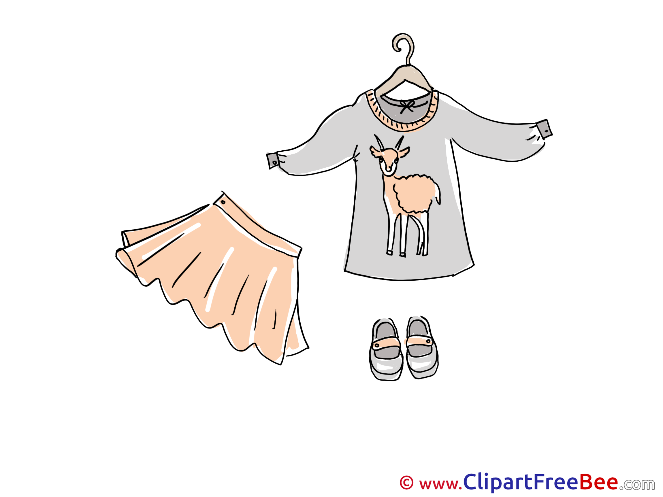 Women's Clothing Skirt Shoes printable Illustrations for free