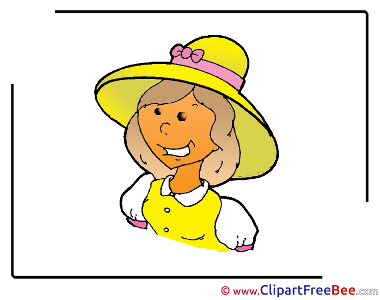 Yellow Hat Woman Pics printable Cliparts