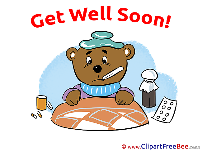 Bear Medicine Pills printable Illustrations Get Well Soon