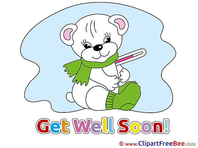 White Bear Thermometer Cliparts Get Well Soon for free