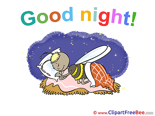 Bee Bed Good Night Clip Art for free