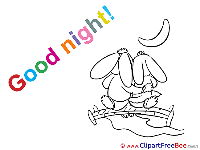 Bunnies Moon Bench Good Night Illustrations for free