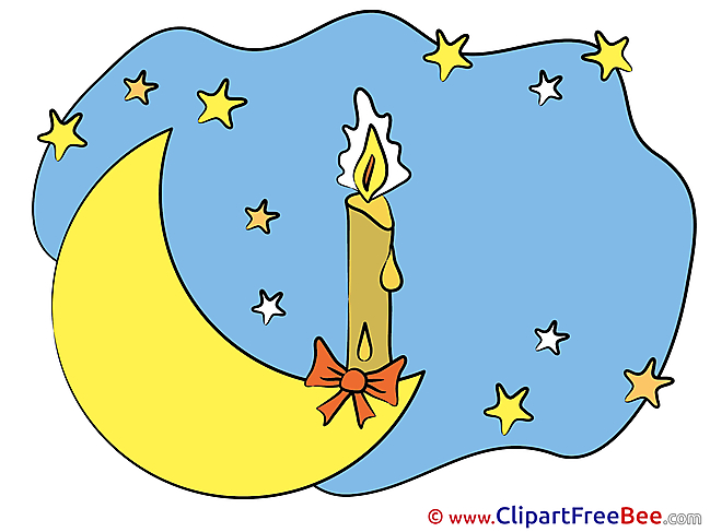 Candle Moon Stars printable Illustrations Good Night