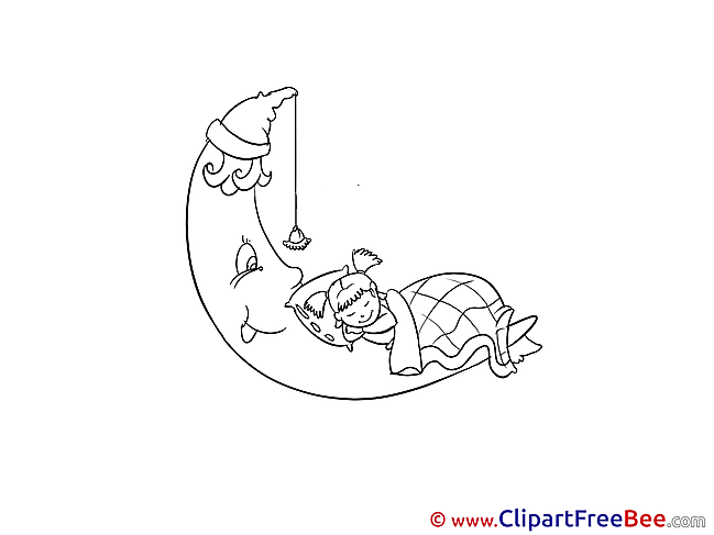 Moon Girl Good Night Clip Art for free