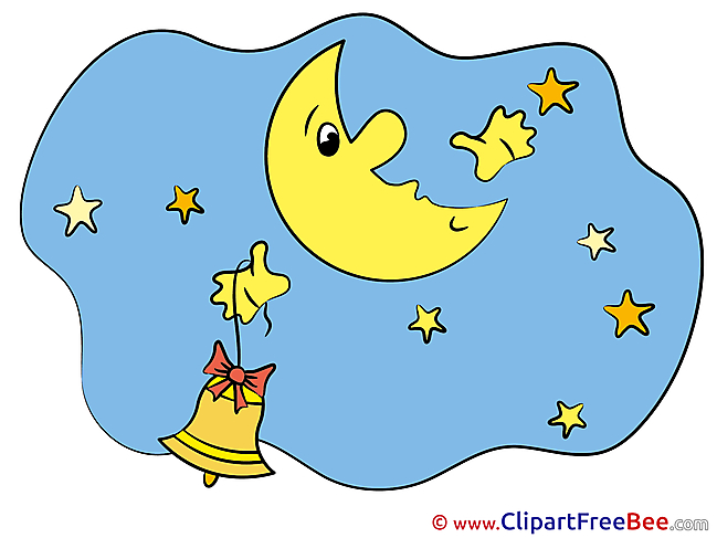 Moon Stars Bell printable Good Night Images