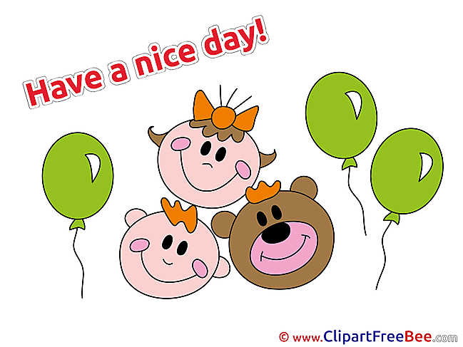 Children Bear Balloons free Illustration Have a Nice Day