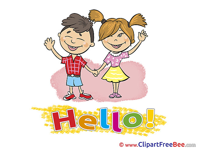 Children Boy Girl Hello Clip Art for free