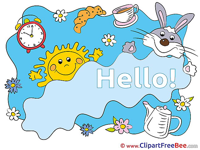 Flowers Kettle Tea Sun Rabbit free Illustration Hello