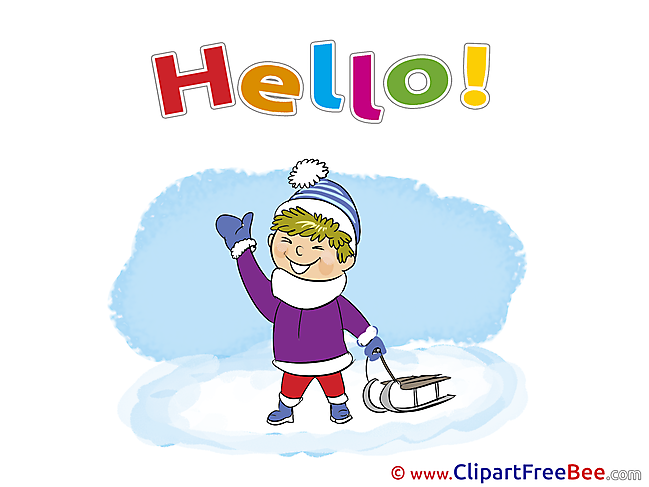 Sleigh Boy Winter free Cliparts Hello