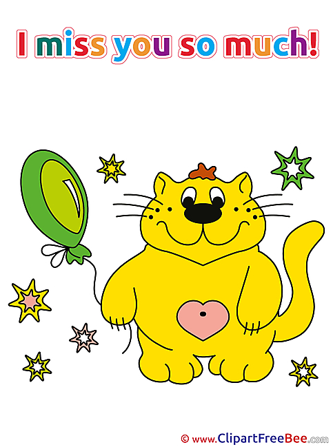 Cat Balloon free Illustration I miss You