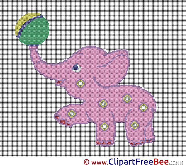 Elephant with Ball Design Cross Stitches free