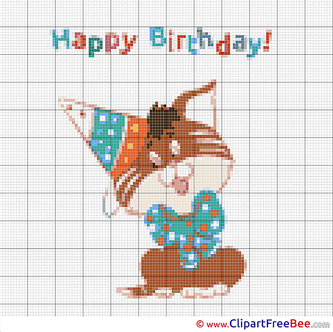 Cat printable Birthday Cross Stitches