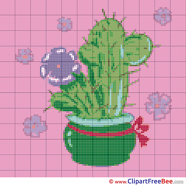 Cactus Flower Design Cross Stitches free