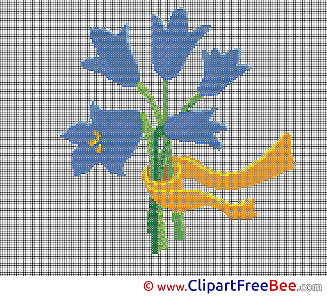 Bouquet Flowers  printable Cross Stitches for free