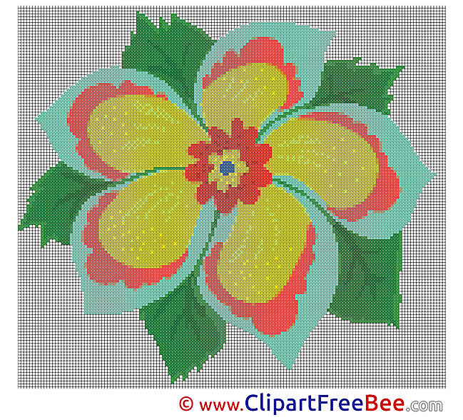 Cross Stitches Flower printable  for free