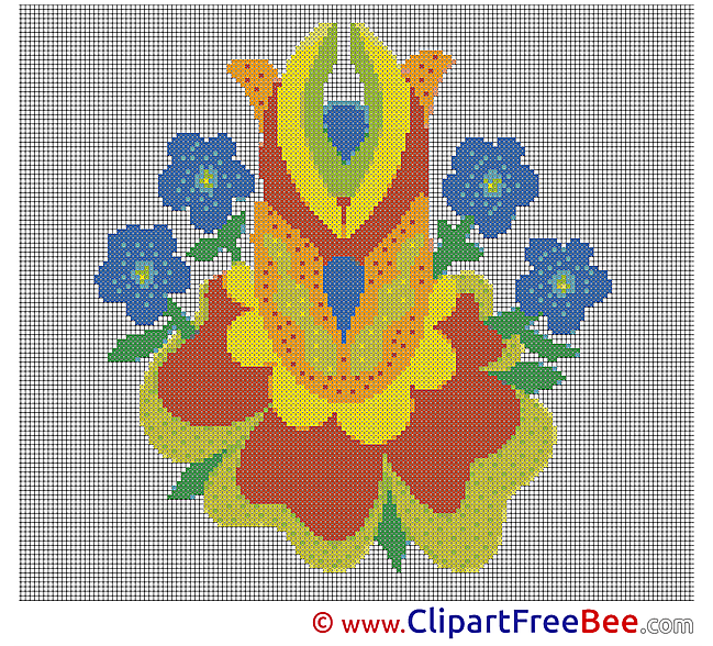 Image Flowers printable Cross Stitches free