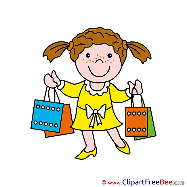 Shopping Girl printable Illustrations for free