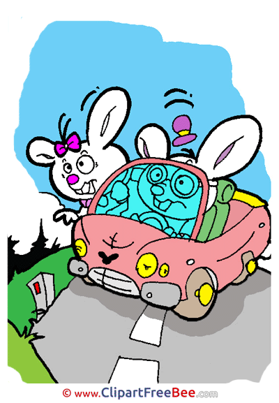 Car Easter Bunnies Illustrations for free