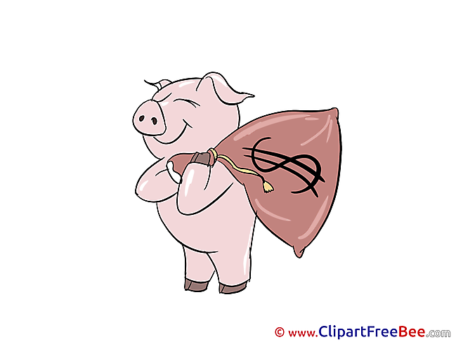 Pig with Bag printable Money Images