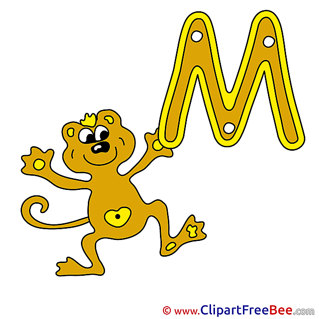 M Monkey Pics Alphabet free Cliparts