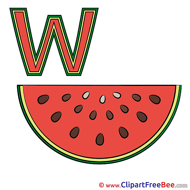 W Wassermelone Pics Alphabet Illustration