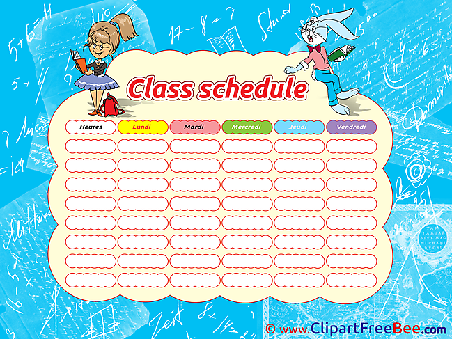 Rabbit Girl Pupils Class Schedule free printable Cliparts and Images