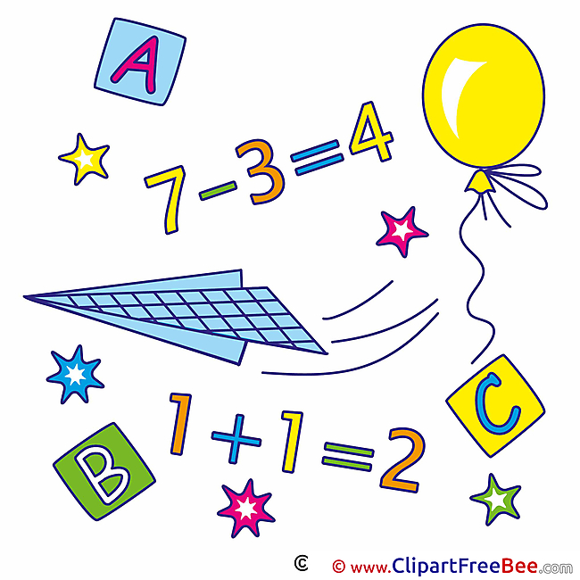 Arithmetic Math Balloon Numbers First Day at School Clip Art for free